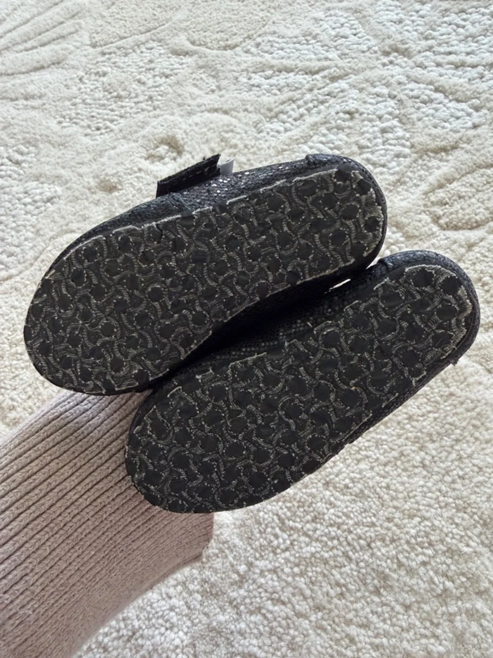 Toms Kids Black Glitter Slip-On Moccasins